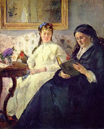 Berthe Morisot Portrait de Mme Morisot et de sa fille Mme Pontillon ou La lecture Sweden oil painting art